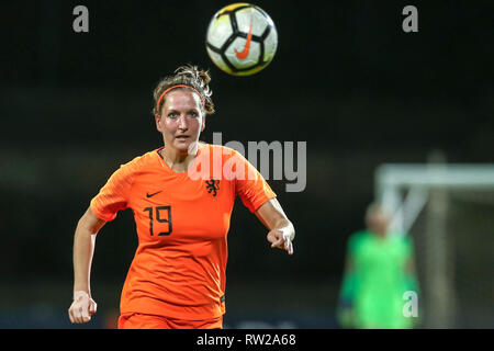 Parchal, Portogallo. 4 Mar 2019. Bela Vista Stadio Comunale, Algarve Cup 2019, Paesi Bassi - Polonia (donne), Paesi Bassi player Ellen Jansen durante il match Paesi Bassi - Polonia (donne) Credito: Pro scatti/Alamy Live News Foto Stock