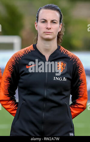 Parchal, Portogallo. 4 Mar 2019. Bela Vista Stadio Comunale, Algarve Cup 2019, Paesi Bassi - Polonia (donne),Olanda player Renate Jansen durante il match Paesi Bassi - Polonia (donne) Credito: Pro scatti/Alamy Live News Foto Stock