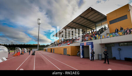 Parchal, Portogallo. 4 Mar 2019. Bela Vista Stadio Comunale, Algarve Cup 2019, Paesi Bassi - Polonia (donne), panoramica dello stadio durante la partita Paesi Bassi - Polonia (donne) Credito: Pro scatti/Alamy Live News Foto Stock