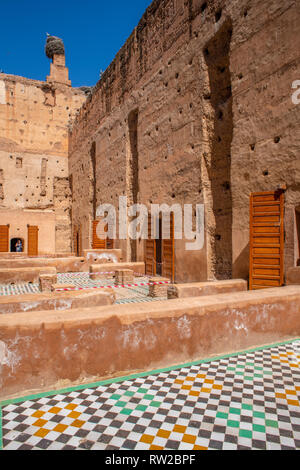 Rovine di spazio vivente di Palazzo El Badi, ' l'Incomparabile Palace", Marrekech, Marocco Foto Stock