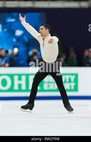 Javier Fernandez dalla Spagna durante il 2018 Europei di pattinaggio di figura i campionati Foto Stock