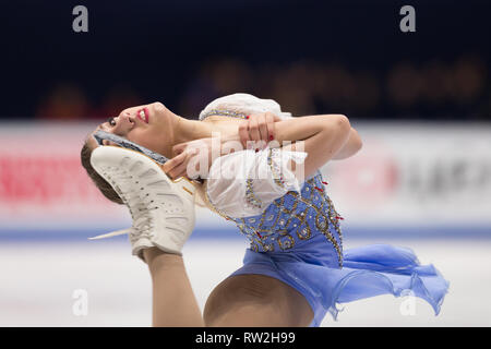 Alexia Paganini dalla Svizzera durante il 2018 World Figure Skating Championships in Milano, Italia Foto Stock