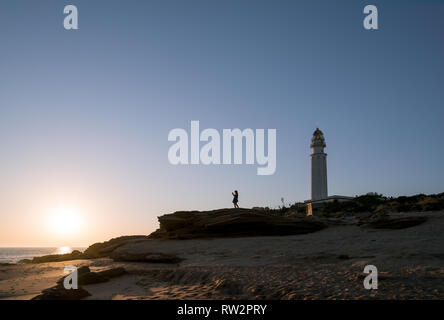 Faro di Capo Trafalgar in Andalusia, Spagna Foto Stock