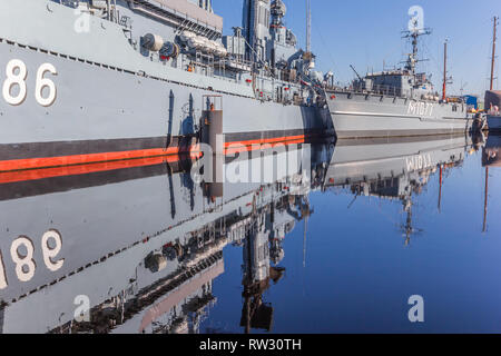 Corazzata presso il museo della marina di Wilhelmshaven, Germania Foto Stock