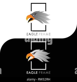 Questa è la testa di un aquila e attorno ad esso è dotato di un telaio. Questo è adatto per uso come un logo aziendale o può anche essere usato come un logo della comunità. Illustrazione Vettoriale