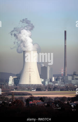 Duisburg, la zona della Ruhr, Renania settentrionale-Vestfalia, Germania - Steag Heizkraftwerk Walsum, Walsum pianta di potere è un disco centrale a carbone in Duisburg Foto Stock