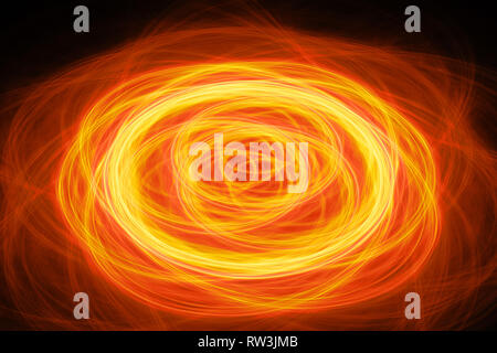 Fiery incandescente concentrici portale circolare nello spazio, generato dal computer sfondo astratto, rendering 3D Foto Stock