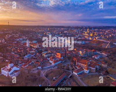VILNIUS Lituania - Vista aerea di Vilnius città vecchia Foto Stock