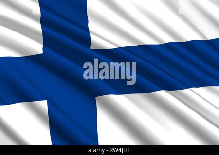 Sventola bandiera della Finlandia. Illustrazione Vettoriale Illustrazione Vettoriale