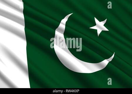 Sventola bandiera del Pakistan. Illustrazione Vettoriale Illustrazione Vettoriale