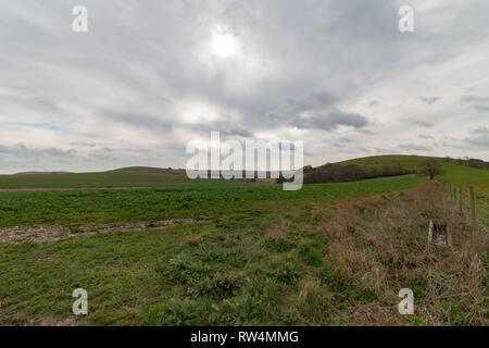 Vedute di Harrow Hill, patching, West Sussex Foto Stock