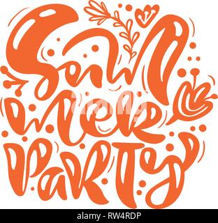 Scandinavian calligraphy lettering composizione testo Summer Party. Vector disegnati a mano frase isolato. Illustrazione Vettoriale schizzo doodle design per Illustrazione Vettoriale