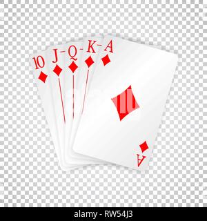 Un royal straight flush carte da gioco poker di diamanti. Illustrazione Vettoriale