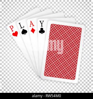 Riprodurre parola aces mano di poker volare e una chiusa giocando a carte tute. Vincere la mano di poker. Illustrazione Vettoriale