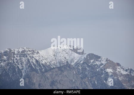 Villacher Alpe, Dobratsch, Kärnten, inverno, Alpen, Gebirgsstock, Jahreszeit, Schnee Fels, Mittente Sendemast, Senden, Radio, Rundfunk Fernsehen, Foto Stock