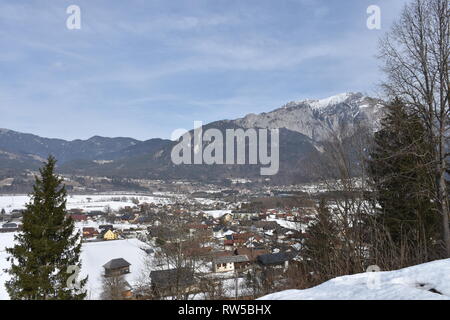 Kärnten, inverno, Gailtal, Unteres Gailtal, Dobratsch, Villacher Alpe, inverno, Schnee, Nötsch, Feistritz, Dorf, Siedlung, Labientschach, Tal, Berg, Fel Foto Stock