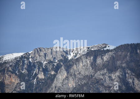 Villacher Alpe, Dobratsch, Kärnten, inverno, Alpen, Gebirgsstock, Jahreszeit, Schnee Fels, Mittente Sendemast, Senden, Radio, Rundfunk Fernsehen, Foto Stock