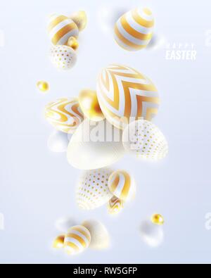 Felici vacanze di Pasqua sfondo con 3d uova Illustrazione Vettoriale