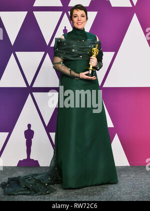 Olivia Colman - Migliore Attrice 014 al 91annuale di Academy Awards in sala stampa durante a Hollywood e Highland il 24 febbraio 2019 a Hollywood, California Foto Stock