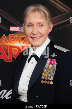 Hollywood, Stati Uniti d'America. 04 Mar, 2019. HOLLYWOOD, CA - Marzo 4: brigadiere generale Jeannie M Leavitt assiste la Premiere mondiale di Marvel Studios 'Captain Marvel" il 4 marzo 2019 a El Capitan Theater di Hollywood, in California. Credito: Barry re/Alamy Live News Foto Stock