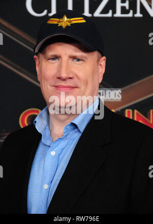 Hollywood, Stati Uniti d'America. 04 Mar, 2019. HOLLYWOOD, CA - Marzo 4: Presidente dei Marvel Studios Kevin Feige assiste la Premiere mondiale di Marvel Studios 'Captain Marvel" il 4 marzo 2019 a El Capitan Theater di Hollywood, in California. Credito: Barry re/Alamy Live News Foto Stock