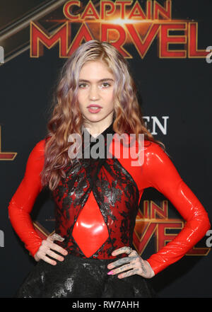 LOS ANGELES, CA - Marzo 4: Grimes, alla premiere mondiale di Marvel Studios' Capitano Marvel al El Capitan Theatre di Los Angeles, la California il 4 marzo 2019. Credito: Faye Sadou/MediaPunch Foto Stock