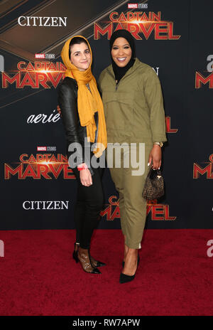 LOS ANGELES, CA - Marzo 4: Ibtihaj Muhammad, alla premiere mondiale di Marvel Studios' Capitano Marvel al El Capitan Theatre di Los Angeles, la California il 4 marzo 2019. Credito: Faye Sadou/MediaPunch Foto Stock