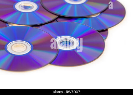 Violetta blu ray dvd rom sfondo, office storage dettaglio macro Foto Stock