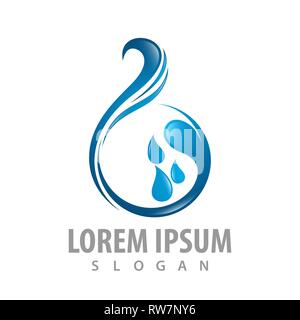 Acqua goccia logo wave concept design. Simbolo grafico elemento di modello Illustrazione Vettoriale