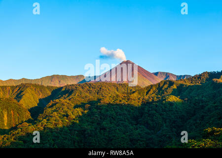 Volcan El Reventador in eruzione, tra le province di Napo e Sucumbios Foto Stock