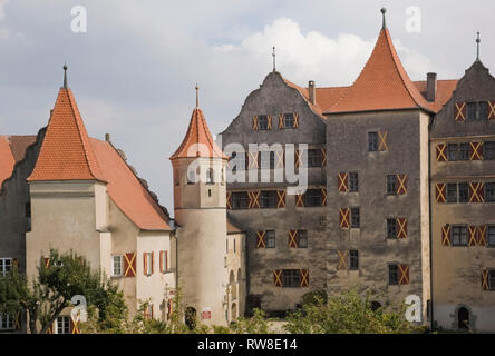 Harburg Castello e Giardini in tarda estate, Baviera, Germania Foto Stock