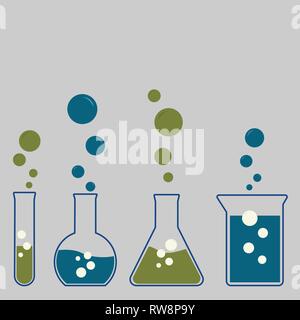 Diversi articoli di vetreria chimica con bolle Illustrazione Vettoriale