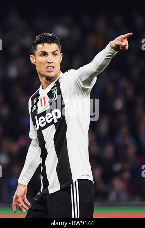 Napoli, Italia, 03 marzo 2019 - Juventus' avanti portoghese Cristiano Ronaldo durante il campionato italiano di una partita di calcio SSC Napoli vs Juventus FC a Foto Stock