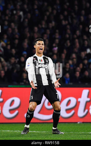 Napoli, Italia, 03 marzo 2019 - Juventus' avanti portoghese Cristiano Ronaldo durante il campionato italiano di una partita di calcio SSC Napoli vs Juventus FC a Foto Stock