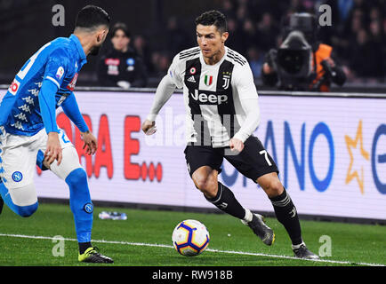 Napoli, Italia, 03 marzo 2019 - Juventus' avanti portoghese Cristiano Ronaldo durante il campionato italiano di una partita di calcio SSC Napoli vs Juventus FC a Foto Stock