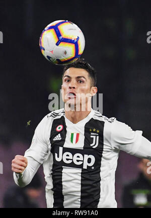 Napoli, Italia, 03 marzo 2019 - Juventus' avanti portoghese Cristiano Ronaldo durante il campionato italiano di una partita di calcio SSC Napoli vs Juventus FC a Foto Stock
