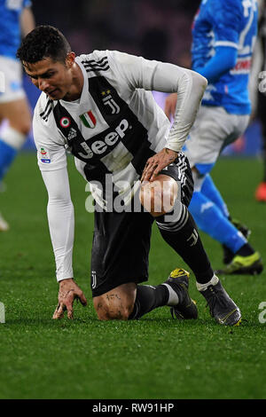 Napoli, Italia, 03 marzo 2019 - Juventus' avanti portoghese Cristiano Ronaldo durante il campionato italiano di una partita di calcio SSC Napoli vs Juventus FC a Foto Stock