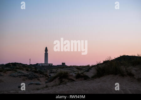 Faro di Capo Trafalgar in Andalusia, Spagna Foto Stock