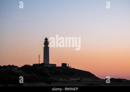 Faro di Capo Trafalgar in Andalusia, Spagna Foto Stock