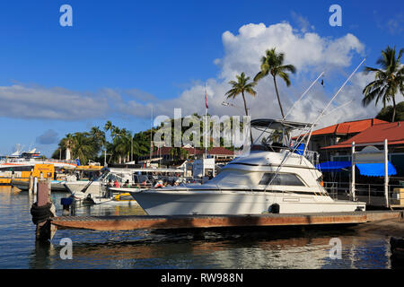 Piccola barca Porto, Lahaina, Isola di Maui, Hawaii, STATI UNITI D'AMERICA Foto Stock