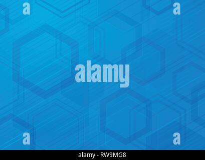Tecnologia astratta esagono blu pattern design moderno sfondo. La decorazione in dimensione colore design utilizzando per l'annuncio, Poster, brochure, spazio copia, pr Illustrazione Vettoriale