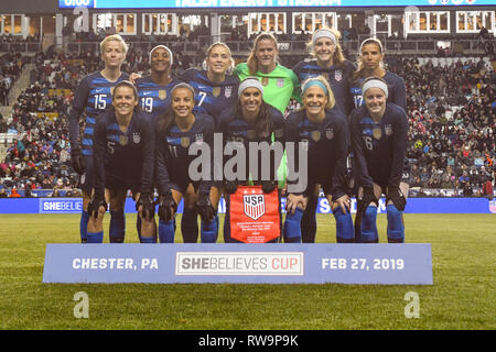 United States Women's National Team con Alyssa Naeher Kelley o'Hara Crystal Dunn Julie Ertz Mallory Swanson Pugh Tobin Heath Alex Morgan Megan Rapinoe Foto Stock