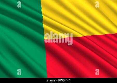 Sventola bandiera del Benin. Illustrazione Vettoriale Illustrazione Vettoriale