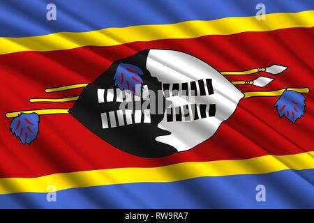 Sventola bandiera di Eswatini (Swaziland). Illustrazione Vettoriale Illustrazione Vettoriale