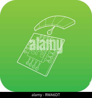 CPU e indicatore di temperatura icona Vettore verde Illustrazione Vettoriale