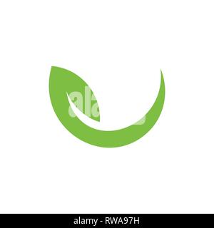 Semplice e geometrica delle curve di foglia motion semplice logo Illustrazione Vettoriale