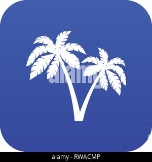 Due palme icona blu digitale Illustrazione Vettoriale