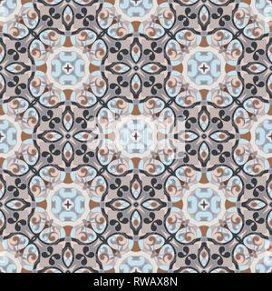 Abstract orientaleggiante. Seamless pattern simmetrici di vortici, linee e stelle. Illustrazione Vettoriale. Illustrazione Vettoriale