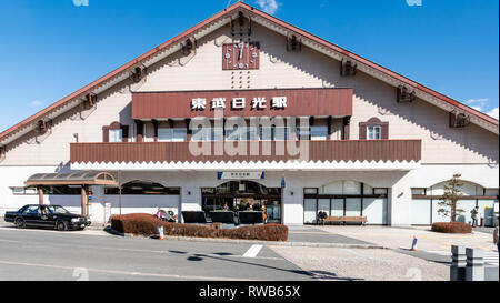 NIKKO, Giappone - 2 febbraio 2019: Nikko Stazione ferroviaria stazione ferroviaria sulla Tobu Nikko Line Foto Stock