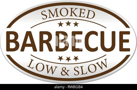Marrone bassa affumicato e lenta barbecue carta etichetta web isolato di badge Illustrazione Vettoriale